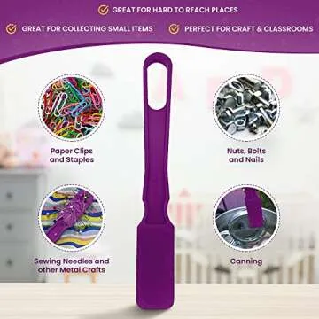MR CHIPS Made in USA Bingo Magnetic Wand & ¾ Inch Purple 100 Upgraded Pieces Chips Plastic with Metal Rings - Support American Jobs