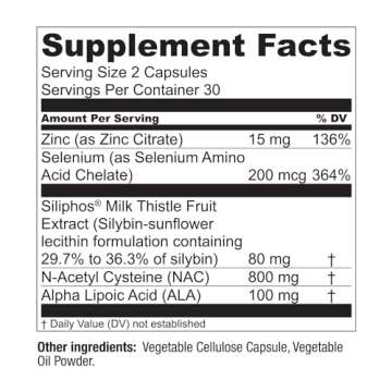 LiverWell Liver Cleanse, Rejuvenation, Metabolic Support - Liver Supplement for Liver Health w/Highly Bioavailable Milk Thistle Extract, N-Acetyl Cysteine, Alpha Lipoic Acid, Zinc, Selenium - 2 Pack