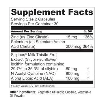LiverWell Liver Cleanse, Rejuvenation, Metabolic Support - Liver Supplement for Liver Health w/Highly Bioavailable Milk Thistle Extract, N-Acetyl Cysteine, Alpha Lipoic Acid, Zinc, Selenium - 2 Pack