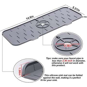 Genekton Silicone Sink Faucet Mat for Kitchen Sink Splash Guard, Protector Splash for Kitchen, Sink ...