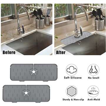 Genekton Silicone Sink Faucet Mat for Kitchen Countertop Protection