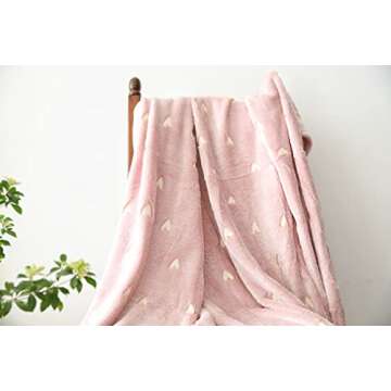 Morecash Glow in The Dark Throw Blanket,Pink Hearts,All Seasons Luminous Blankets,The Gifts for Kids and Adults (Pink Hearts, 80x60)