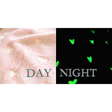 Morecash Glow in The Dark Throw Blanket,Pink Hearts,All Seasons Luminous Blankets,The Gifts for Kids and Adults (Pink Hearts, 80x60)