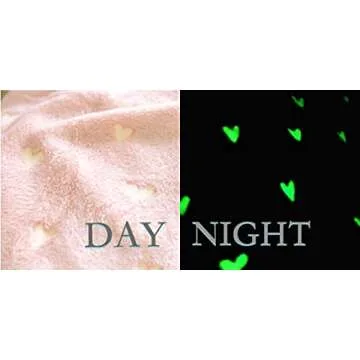 Morecash Glow in The Dark Throw Blanket,Pink Hearts,All Seasons Luminous Blankets,The Gifts for Kids and Adults (Pink Hearts, 80x60)