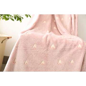 Morecash Glow in The Dark Throw Blanket,Pink Hearts,All Seasons Luminous Blankets,The Gifts for Kids and Adults (Pink Hearts, 80x60)