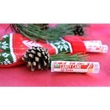 Organic Candy Cane Lip Balm 6 Pack for Moisturized Lips