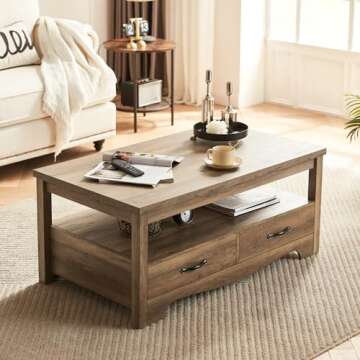 LINSY HOME Farmhouse Coffee Table with Storage and Chic Style