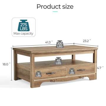 LINSY HOME Farmhouse Coffee Table with Storage and Style