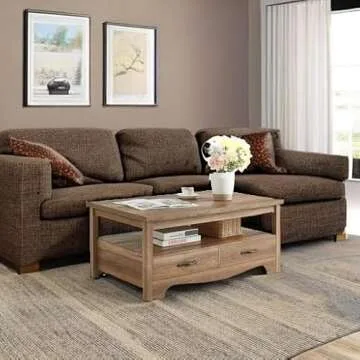 LINSY HOME Farmhouse Coffee Table with Storage and Style