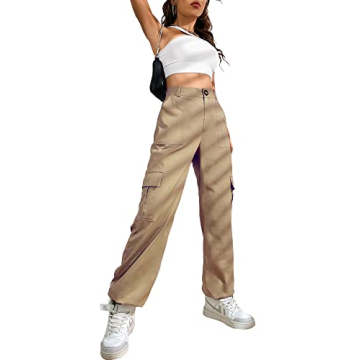 LOLOCCI Women's Casual Cargo Pants - 6 Versatile Pockets