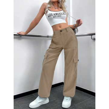 LOLOCCI Women's Casual Cargo Pants - 6 Versatile Pockets