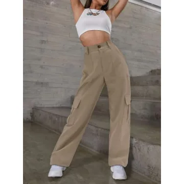 LOLOCCI Women's Casual Cargo Pants - 6 Versatile Pockets