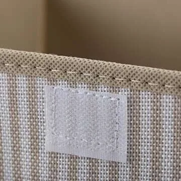 EZ GENERATION Storage Bins Set, Storage Baskets Pack of 2 Foldable Storage Boxes Cubes with Lids, Fabric Storage Bin Organizer Collapsible Box Containers for Nursery,Closet,Bedroom,Home(Cream Stripe)
