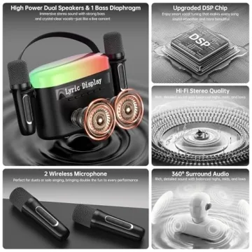 Karaoke Machine for Kids & Adults with Lyrics Display Screen Portable Bluetooth 5.3 Karaoke Speaker ...