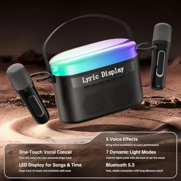 Karaoke Machine with Wireless Mics & Lights for Everyone
