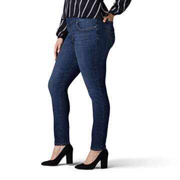Lee Women's Plus Size Sculpting Slim Fit Skinny Leg Pull on Jean, Landslide, 24W Medium