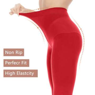 Citystl Opaque Red Tights for Women, 80D Tummy Compression Plus Size Tights, Control Top Microfiber Pantyhose for women(Red-S/M)
