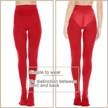 Citystl Opaque Red Tights for Women, 80D Tummy Compression Plus Size Tights, Control Top Microfiber Pantyhose for women(Red-S/M)