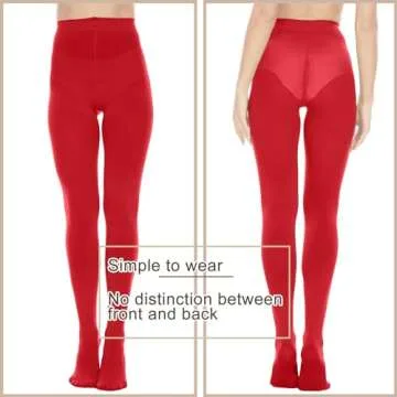 Citystl Opaque Red Tights for Women, 80D Tummy Compression Plus Size Tights, Control Top Microfiber Pantyhose for women(Red-S/M)