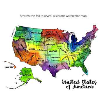 Scratch Your Travels USA Watercolor Map Poster 12x18