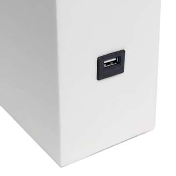 Elegant Designs LT1053-WHT Modern Leather Table Lamp with USB and White Fabric Shade, White(Pack of 1)