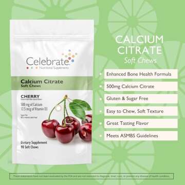 Celebrate Vitamins Bariatric 500mg Calcium Citrate Soft Chews with 500 IU Vitamin D3 – Essential f...