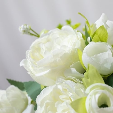 JARELING Silk Peonies in Glass Vase for Elegant Home Decor