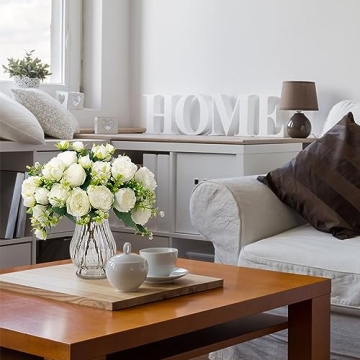 JARELING Silk Peonies in Glass Vase for Elegant Home Decor