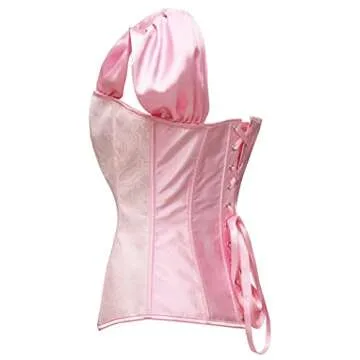 bslingerie® Womens Costume Princess Rushed Sleeve Bustier Corset Top (L, Pink)