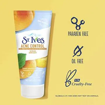 St. Ives Acne Control Face Scrub Apricot, Minimize Pores, Prevent Acne and Blemishes, With Salicylic Acid ,100% Natural Exfoliants, 6 oz, Twin Pack
