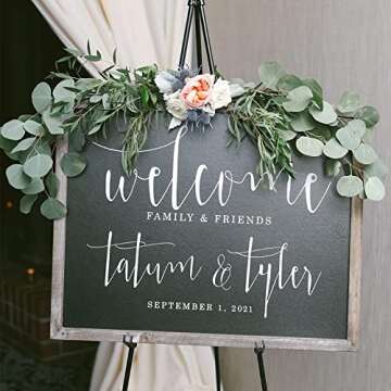 DANMO Easel Stand for Wedding Sign Poster 63'' Instant Display Easel for Floor Adjustable Metal Art ...