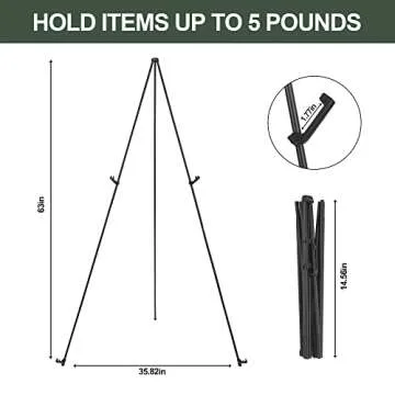 DANMO Easel Stand for Wedding Sign Poster 63'' Instant Display Easel for Floor Adjustable Metal Art Easel Black
