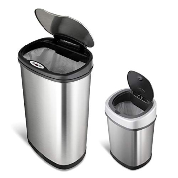 NINESTARS Touchless Infrared Trash Can Set, 13 & 3 Gallon