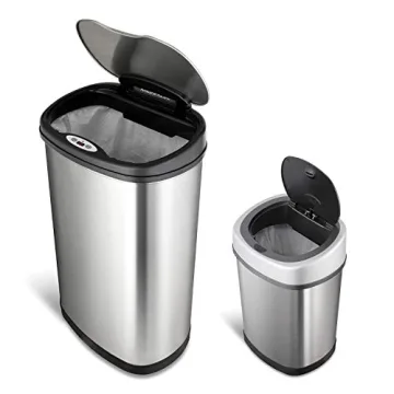 NINESTARS Touchless Infrared Trash Can Set, 13 & 3 Gallon
