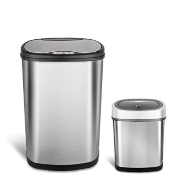NINESTARS Touchless Infrared Trash Can Set, 13 & 3 Gallon