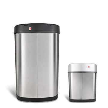 NINESTARS Touchless Infrared Trash Can Set, 13 & 3 Gallon