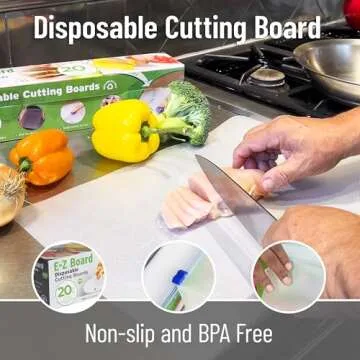 Mind Reader E-Z Board Disposable Plastic Cutting Board, 20 Square Feet, Easy Clean-Up and Convenient Use, Ideal for Camping, Hunting, Boating, and For People With Food Allergies, Clear