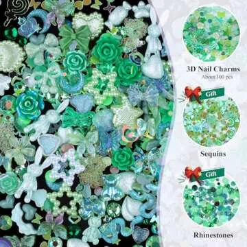 Kikonoke 100 Pieces 3D Resin Butterfly Bear Nail Charms Rose Flower Peach Skirt Bow Deer Snake Rabbi...