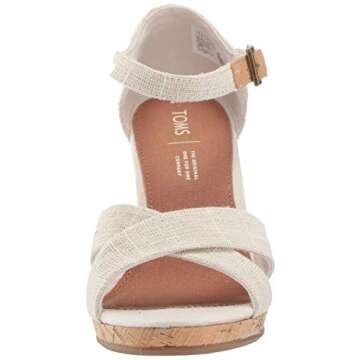 TOMS Women's Sienna Espadrille Wedge Sandal, Natural Metallic Slubby Woven, 9 B Medium US