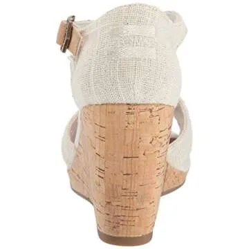 TOMS Women's Sienna Espadrille Wedge Sandal, Natural Metallic Slubby Woven, 9 B Medium US