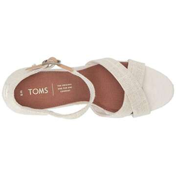 TOMS Women's Sienna Espadrille Wedge Sandal, Natural Metallic Slubby Woven, 9 B Medium US