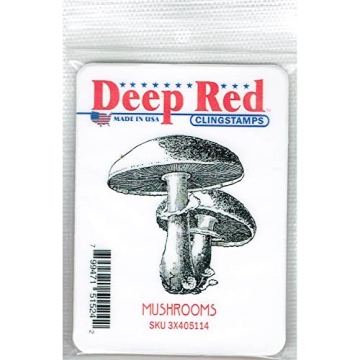 Deep Red Stamps Mushrooms Rubber Cling Stamp 2 x 2.1 inches