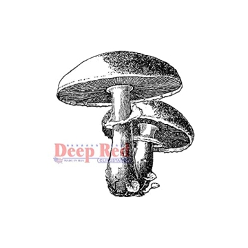 Deep Red Stamps Mushrooms Rubber Cling Stamp for Crafts