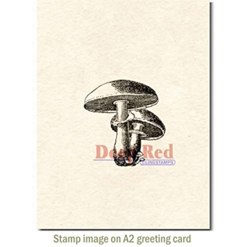 Deep Red Stamps Mushrooms Rubber Cling Stamp for Crafts