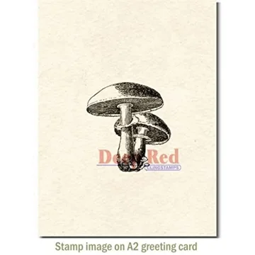 Deep Red Stamps Mushrooms Rubber Cling Stamp for Crafts
