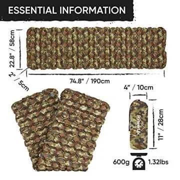 POWERLIX Camping Sleeping Pad - Ultralight Inflatable Camping Mattress Sleeping Mat for Backpacking, Hiking, Compact Lightweight Sleeping Pad for Camping, Inflation Bag/Repair Kit Included