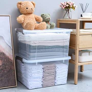 Citylife 6 Packs 44.4 QT Plastic Storage Bins with Lids Large Stackable Storage Containers for Organ...