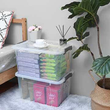Citylife 6 Packs 44.4 QT Plastic Storage Bins with Lids Large Stackable Storage Containers for Organizing Clear Storage Box for Garage, Closet, Kitchen