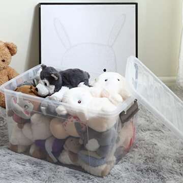 Citylife 6 Packs 44.4 QT Plastic Storage Bins with Lids Large Stackable Storage Containers for Organizing Clear Storage Box for Garage, Closet, Kitchen