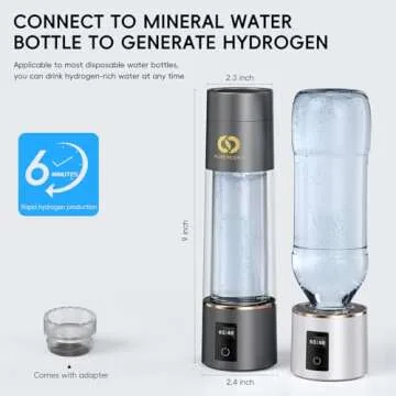PUREPEBRIX 2025 Advanced Hydrogen Water Bottle Generator Platinum Edition- Up to 6000+ ppb Alkaline Pitcher